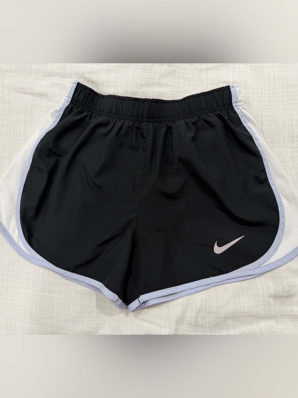 Nike Black Shorts with Light Gray Trim and Pink Swoosh